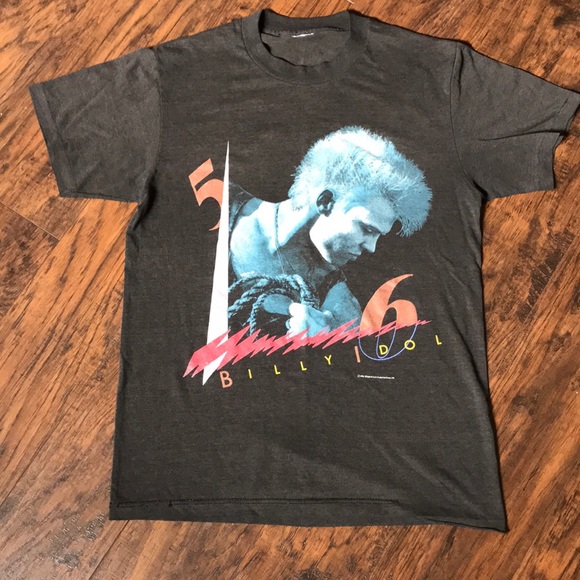 Billy Idol Rebel Yell Tour New York 1983 Mens T Shirt American Flag Punk Concert Billy Idol Rebel Yell Tour New York 1983 Mens T Shirt American Flag Punk Concert